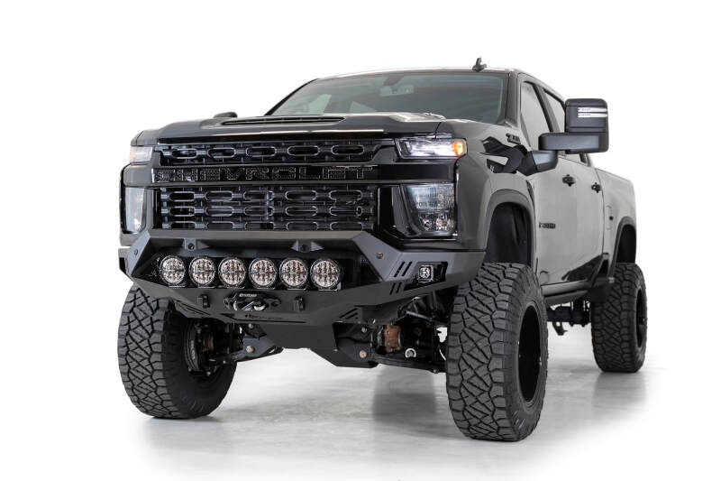 Chevrolet Silverado 2500 Bumper - Front - Addictive Desert Designs - Bomber HD - Hammer Black with Satin Black panels - `20-`27